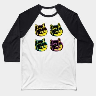 Pop Art the Four Heavy Breathing Cats Baseball T-Shirt